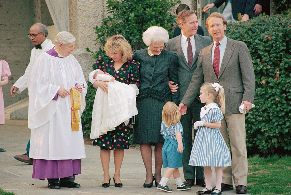 George and Barbara Bush at Christening of Their Grandchild