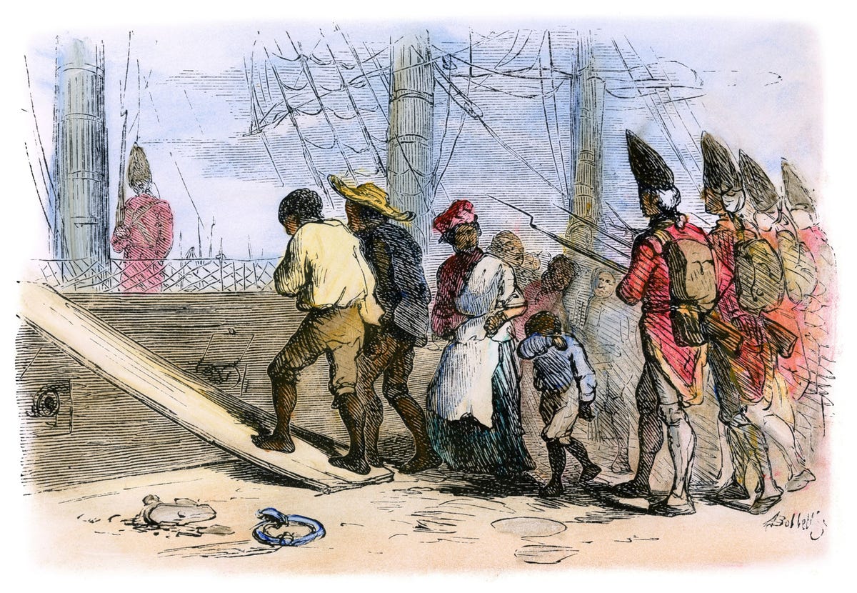Tijdens de Amerikaanse Revolutie ontvluchtten AfroAmerikaanse slaven de plantages van hun patriottische meesters en zochten bescherming bij de Britten