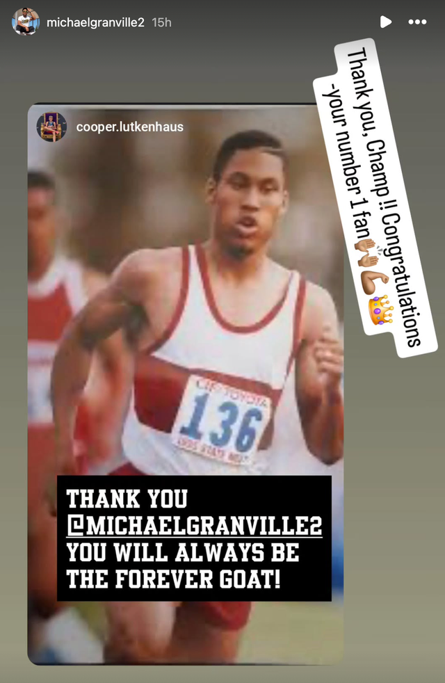 screenshot of instagram story of michael granville