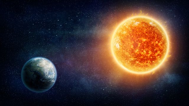 illustratie van de zon en de aarde