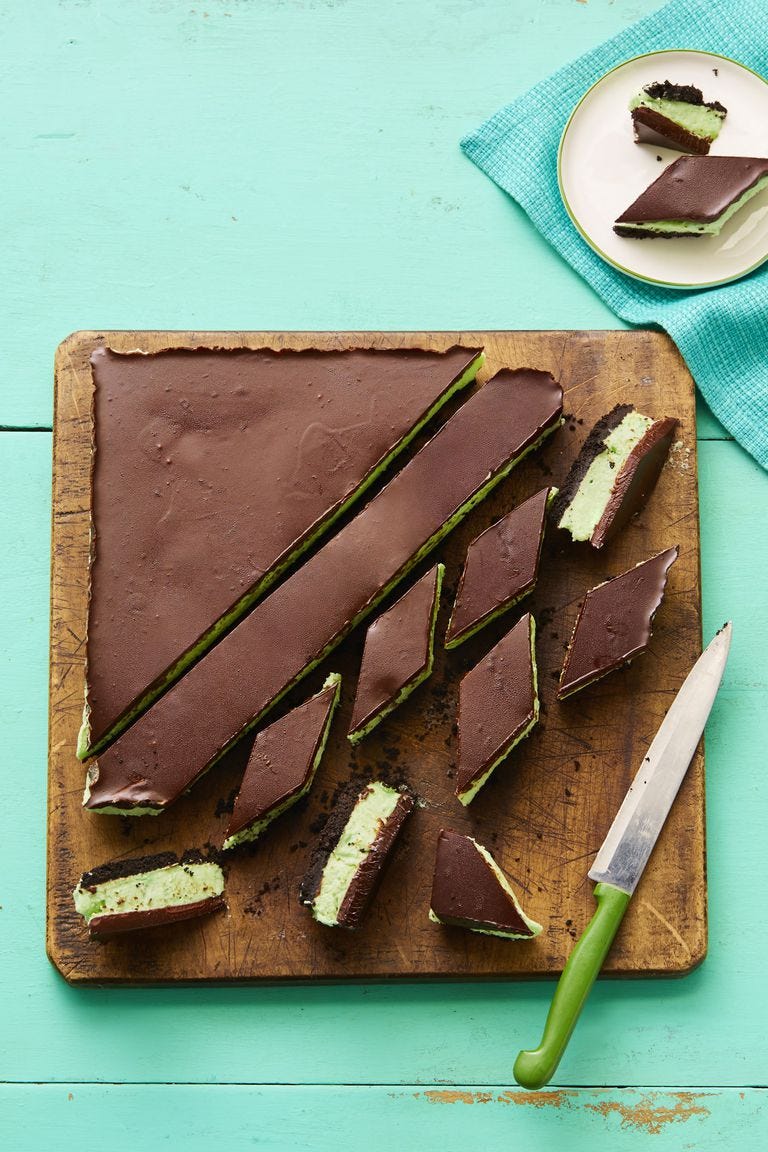 slices of mint and chocolate dessert bars