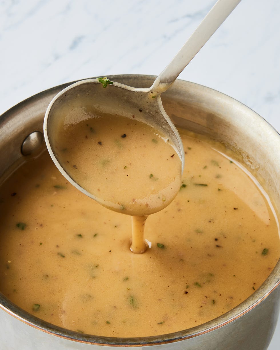 a bowl full of brown gravy