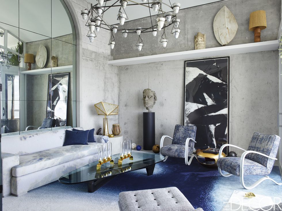 Gray Sofa With Blue Pillows Design Ideas