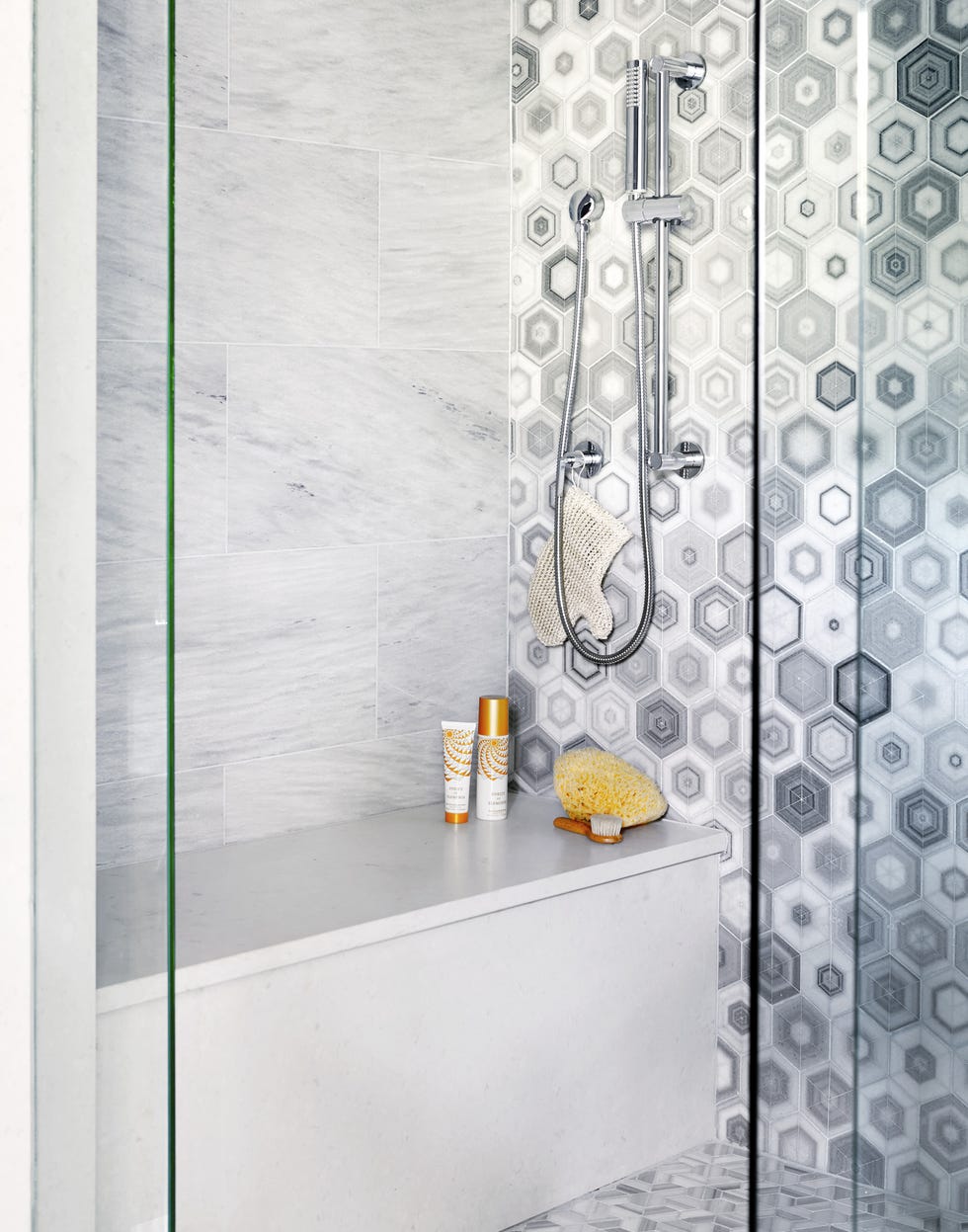 gray tiled shower