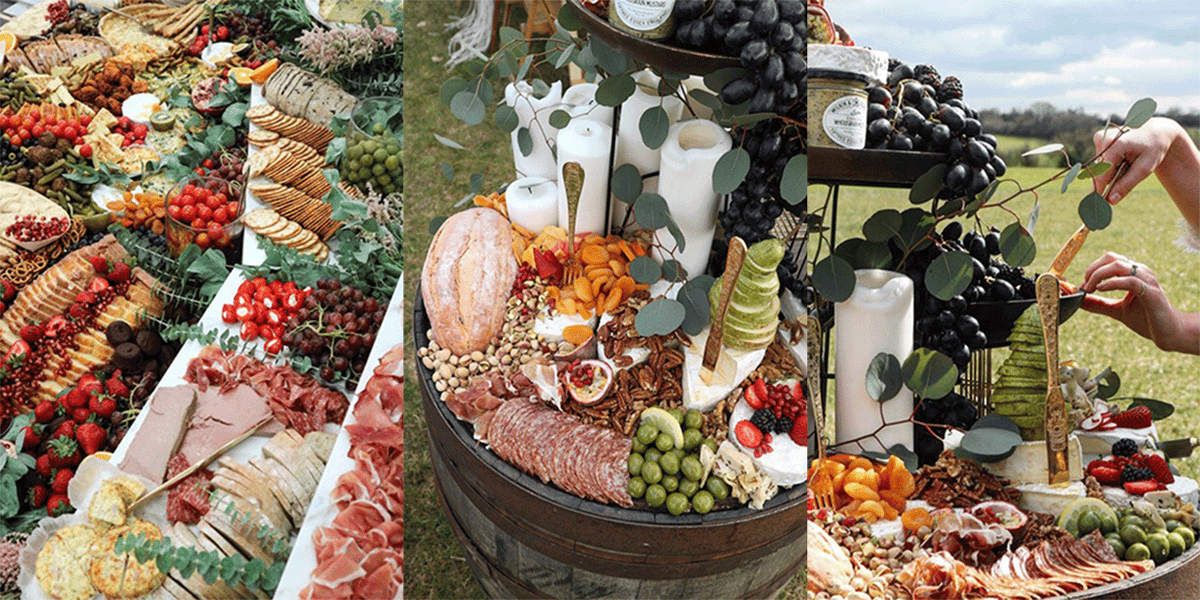 Grazing table in 2023  Wedding snacks, Party food buffet, Catering food  displays