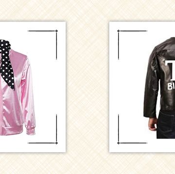 grease costume ideas including pink ladies jacket with polka dot scarf and t birds black leather jacket