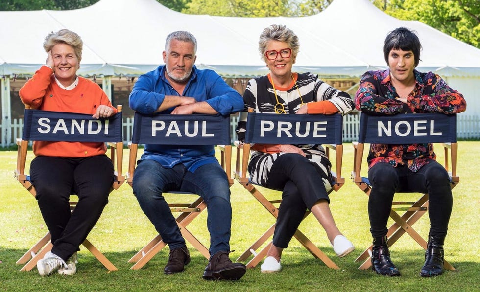 Sandi Toksvig, Paul Hollywood, Prue Leith, and Noel Fielding