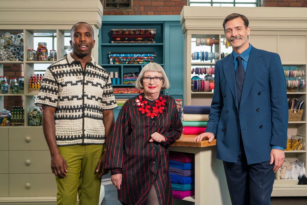 the great british sewing bee series 10 with kiell smith bynoe, esme young and patrick grant