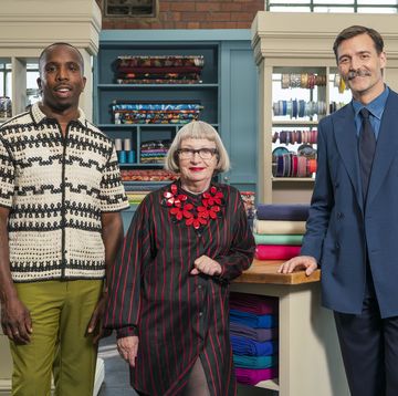 the great british sewing bee s10,iconic,kiell smith bynoe, esme young, patrick grant,strictly embargoed not for publication until 0001 hrs on tuesday 7th may 2024,love productions,james stack