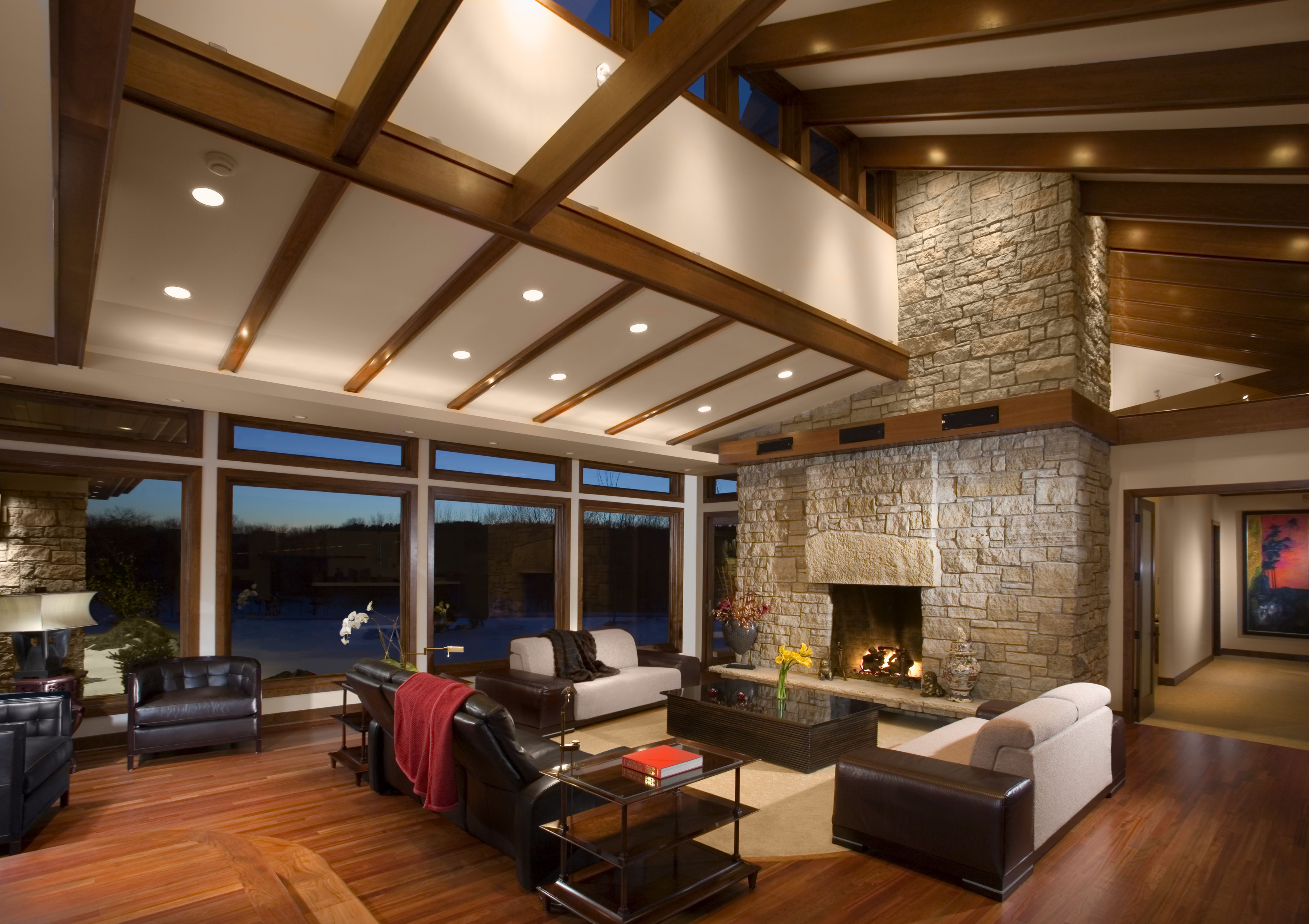 half cathedral ceiling living room
