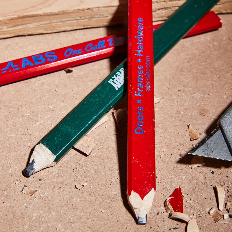 red and green carpenter pencils