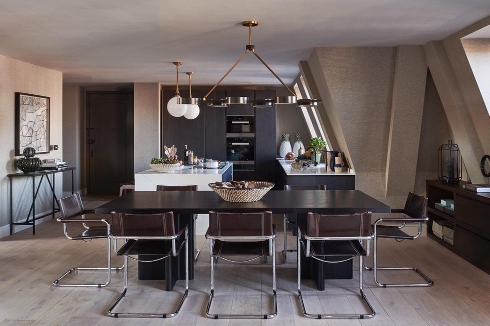 modern black kitchen in london penthouse