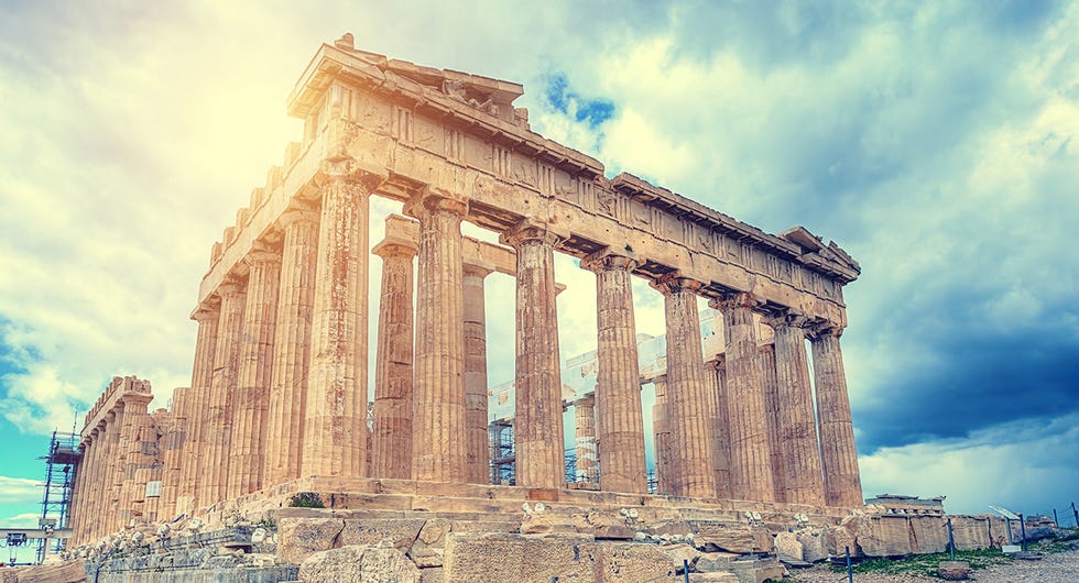 Ancient roman architecture, Roman temple, Ancient greek temple, Ancient history, Architecture, Landmark, Ruins, Building, Sky, Classical architecture, 