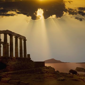 greece cape sounion temple of poseidon at sunset