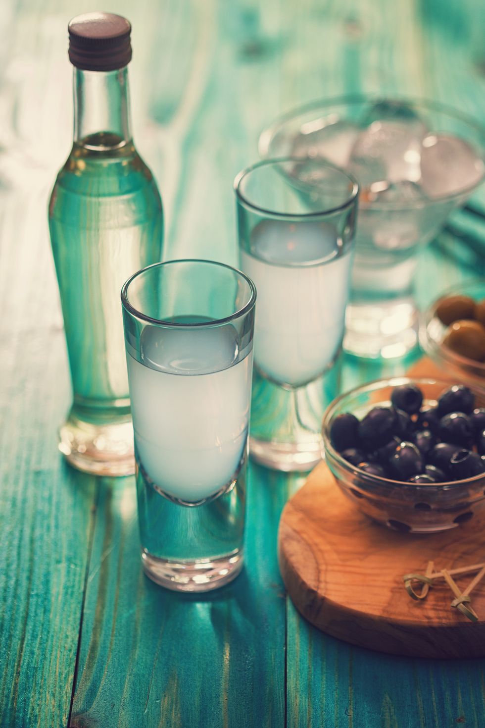 greek ouzo and olives