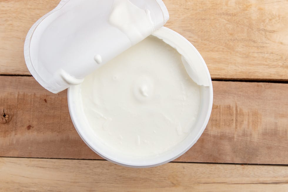 open container of greek yogurt