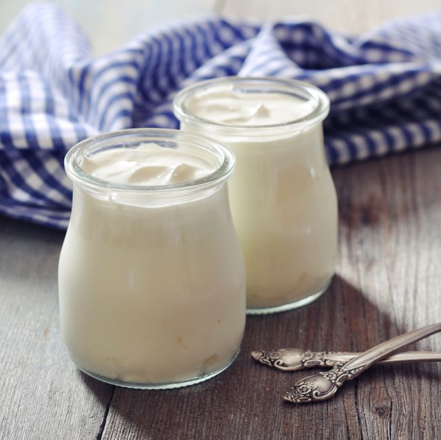 Greek yogurt in a glass jars