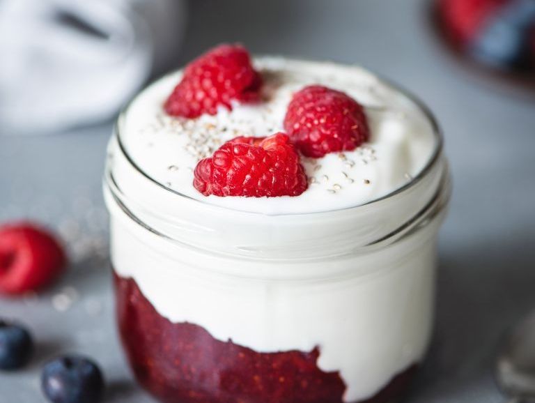 Greek yogurt with raspberry