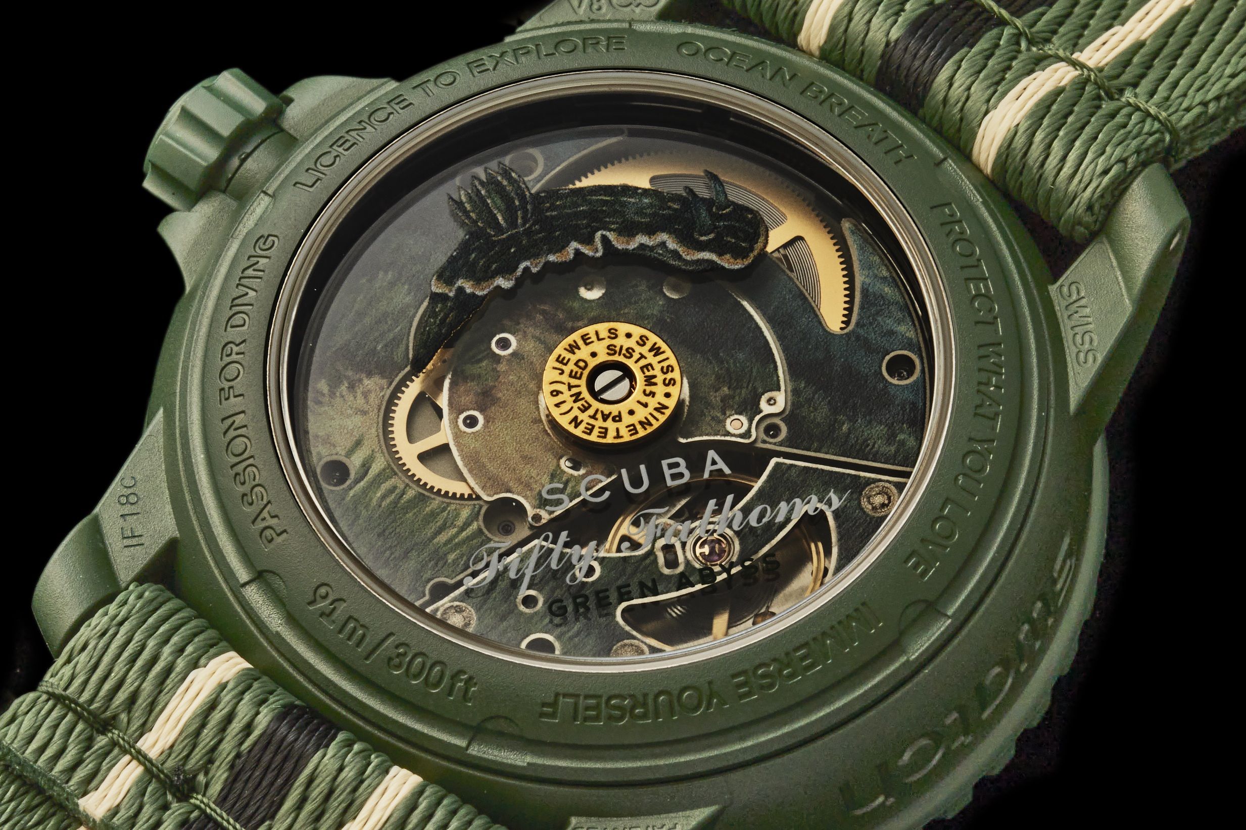 訳アリ特価：最新作ブランパン×スウォッチ 自動巻 GREEN ABYSS ブランパン X スウォッチ ”BIOCERAMIC SCUBA FIFTY FATHOMS