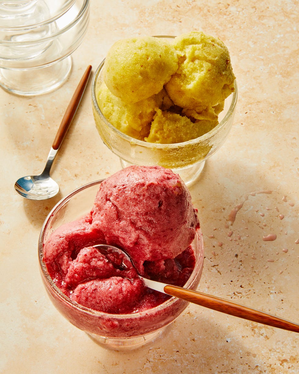 green and purple grape sorbet