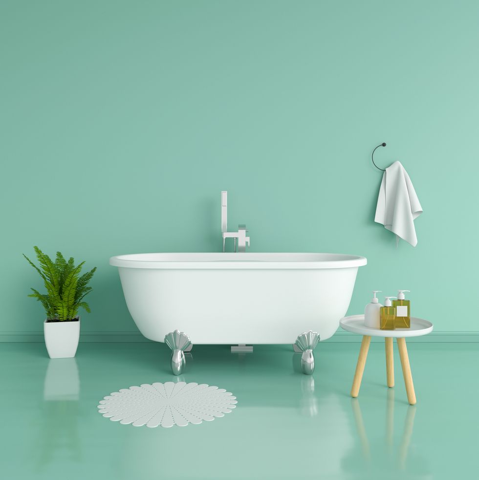Green bathroom, 3D rendering