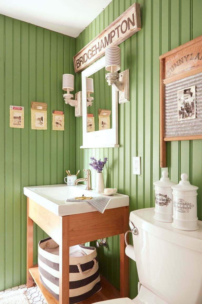 Light Green Master Bath Colors - Cottage - Bathroom