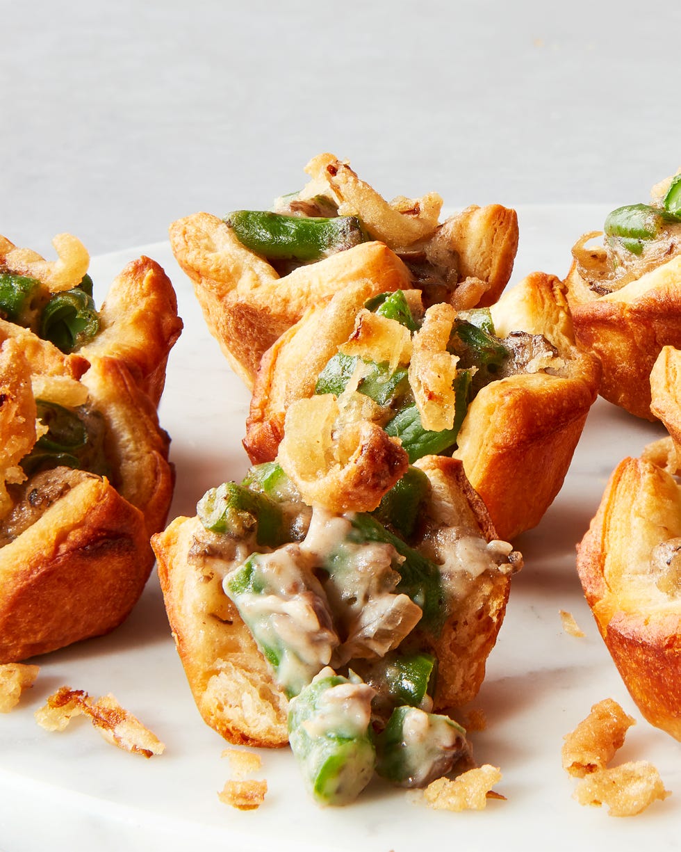 crescent bites stuffed with green bean casserole