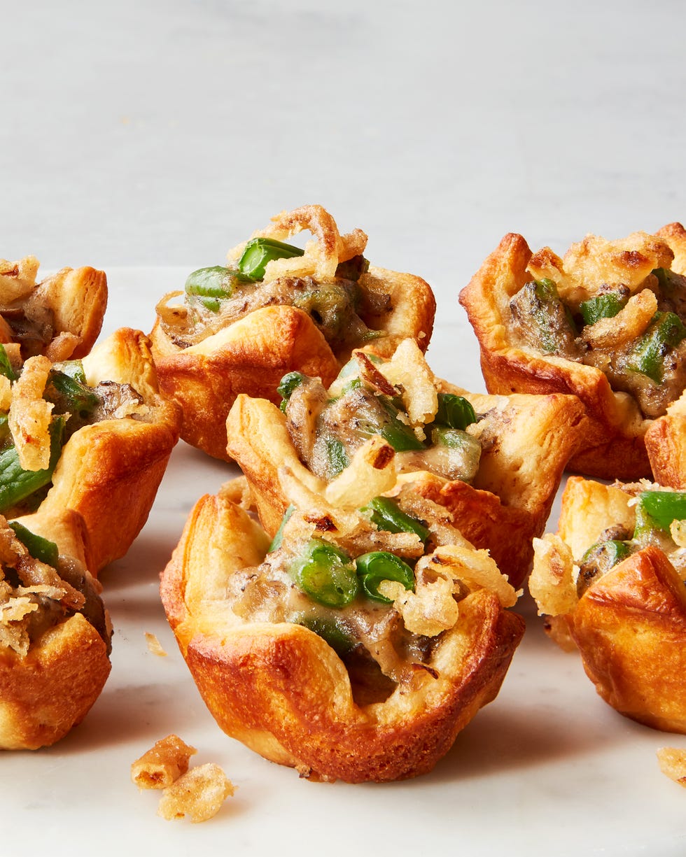 crescent bites stuffed with green bean casserole