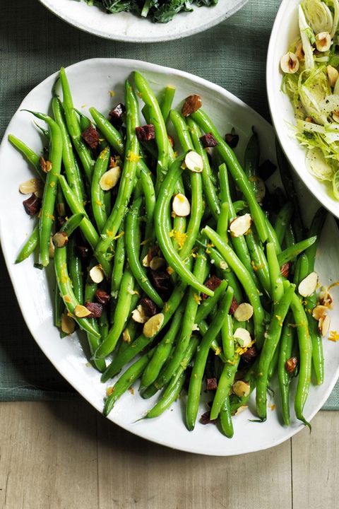 green bean recipes green beans with chorizo and almond crumbs