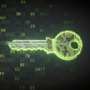 green circuit digital key on binary code