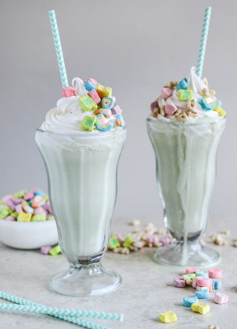 green cocktails lucky charms milkshakes