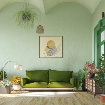 green couch in the living room