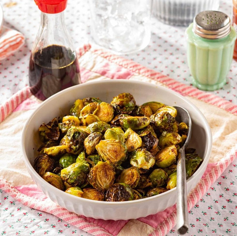 Green Food Air Fryer Brussels Sprouts for St. Patrick's Day