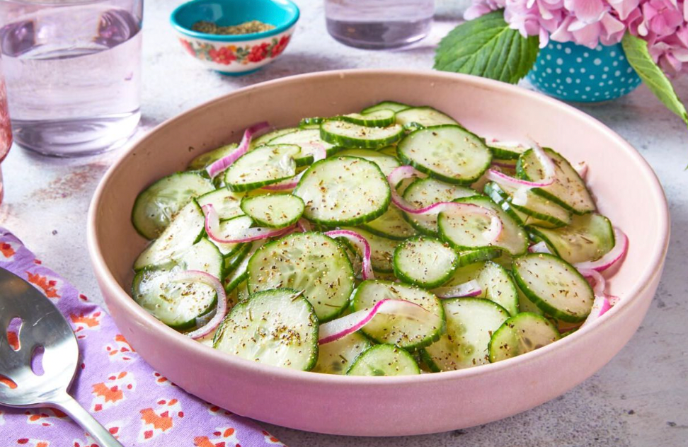 Green food for St. Patrick's Day like cucumber salad