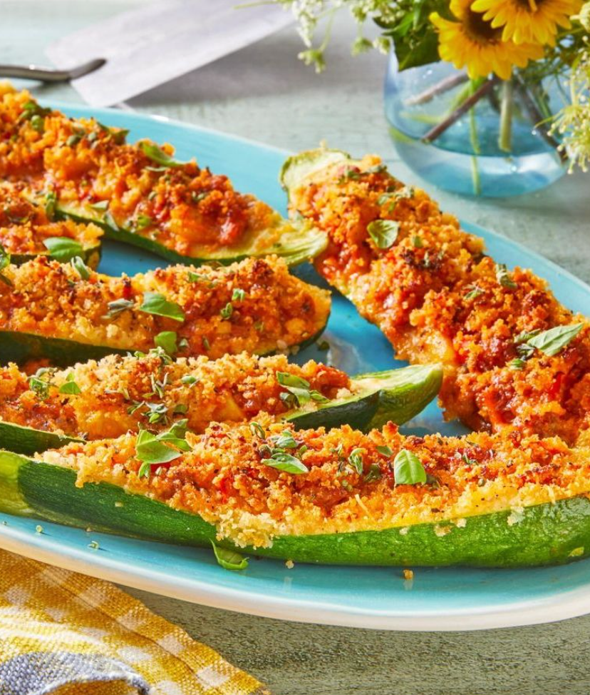 Green food for St. Patrick's Day like stuffed zucchini