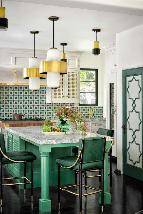 Green, Room, Furniture, Dining room, Turquoise, Kitchen, Interior design, Property, Tile, Table, 