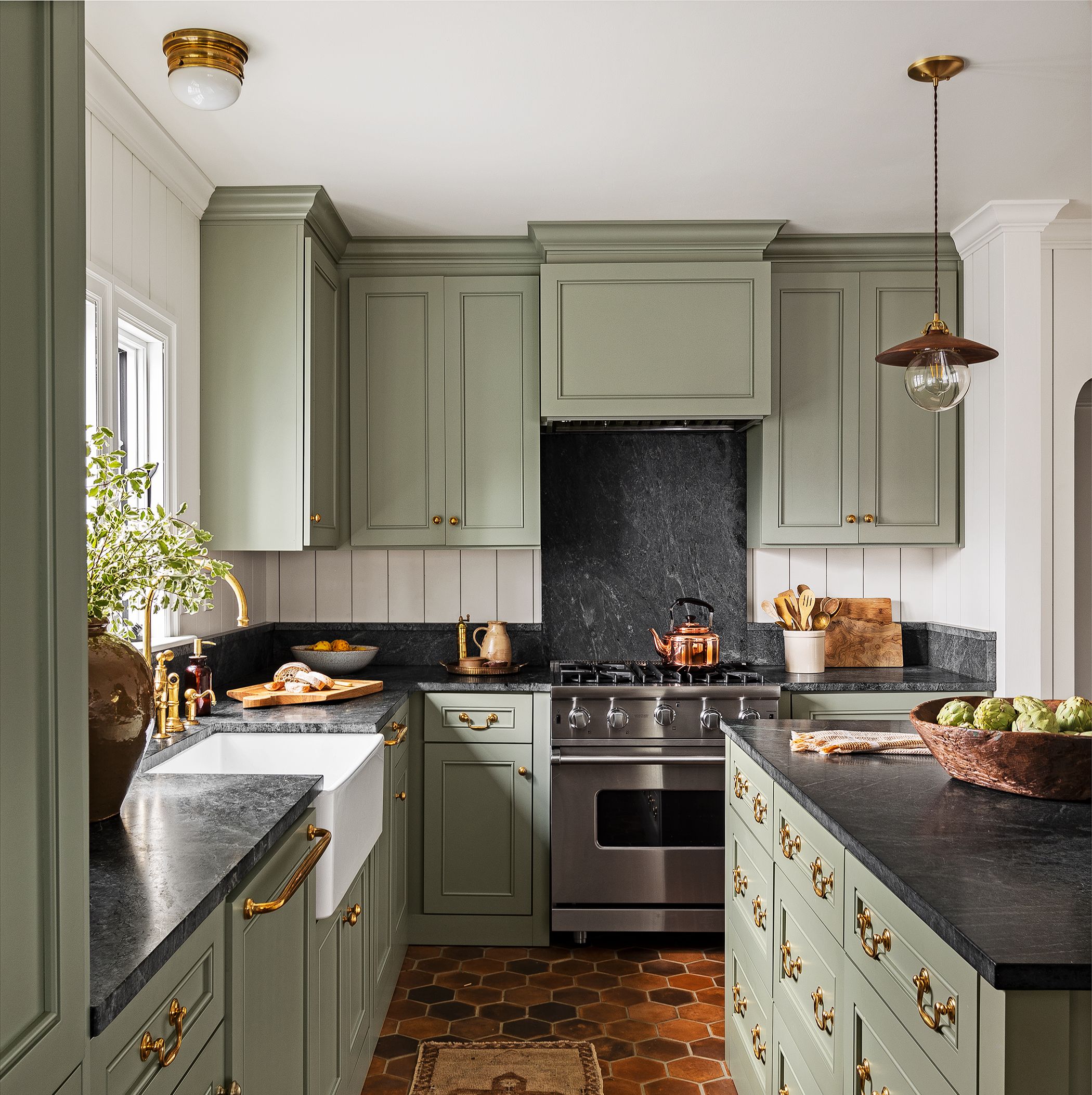 vintage green kitchen cabinets