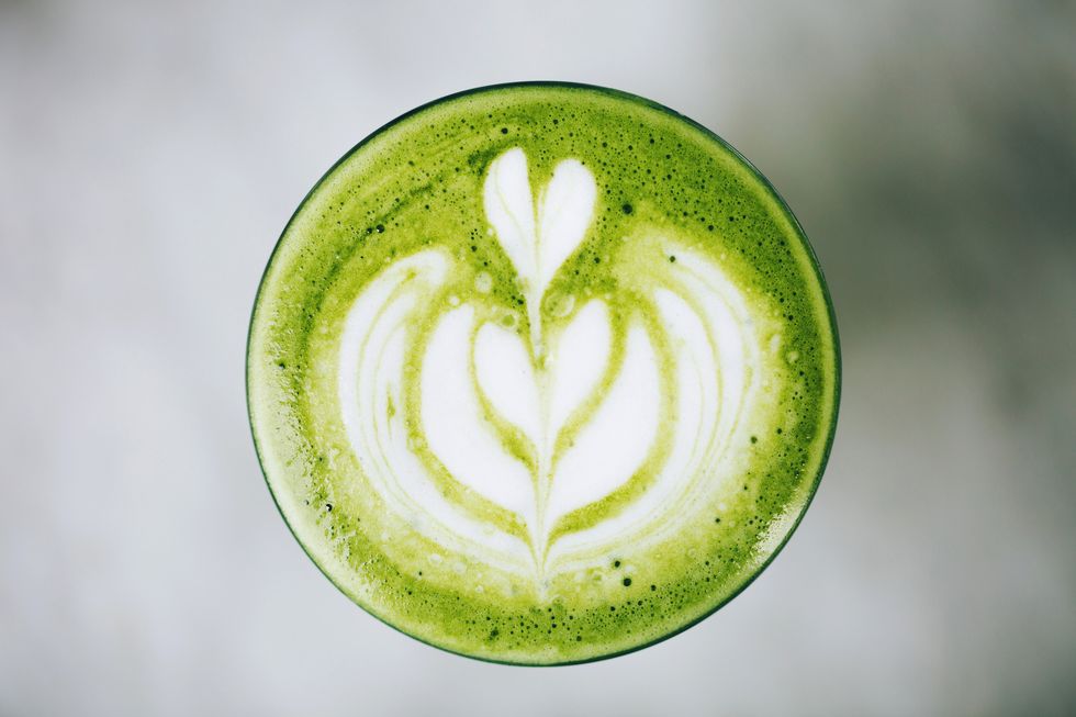 Green latte from above