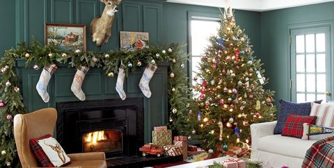Christmas tree, Christmas decoration, Christmas, Home, Living room, Tree, Christmas stocking, Christmas ornament, Room, Christmas eve, 
