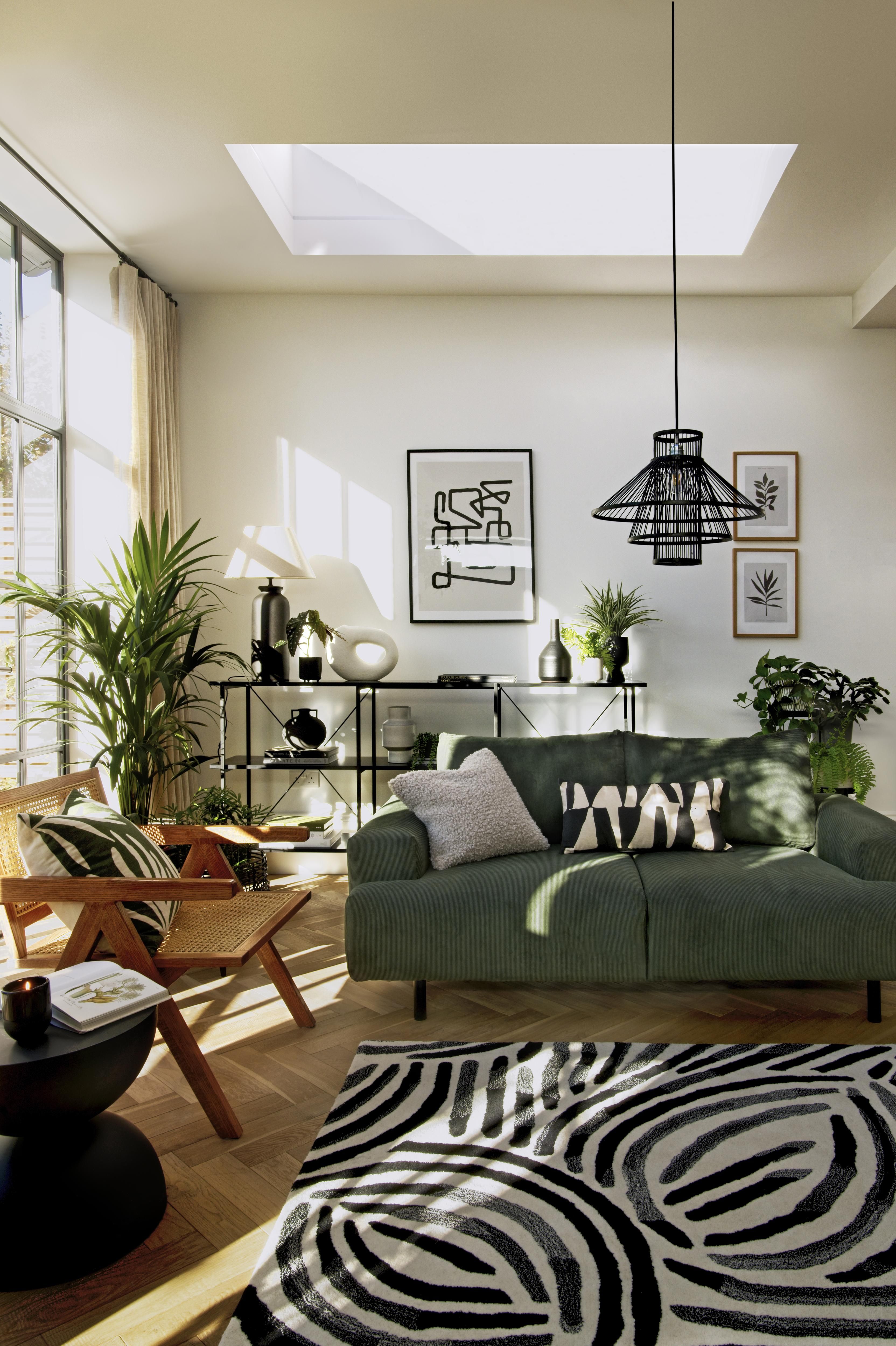 black and green living room