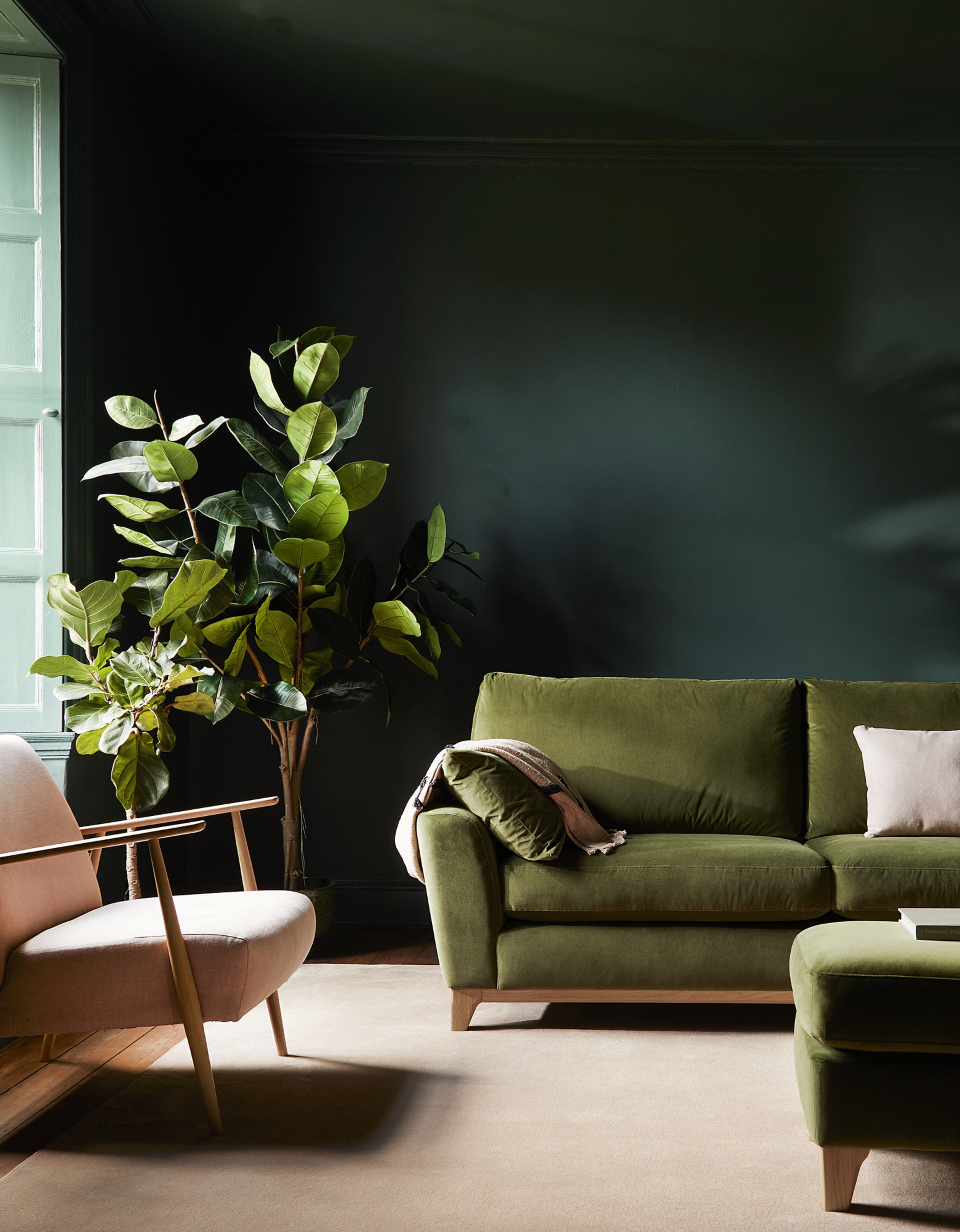 Dark green on sale living room