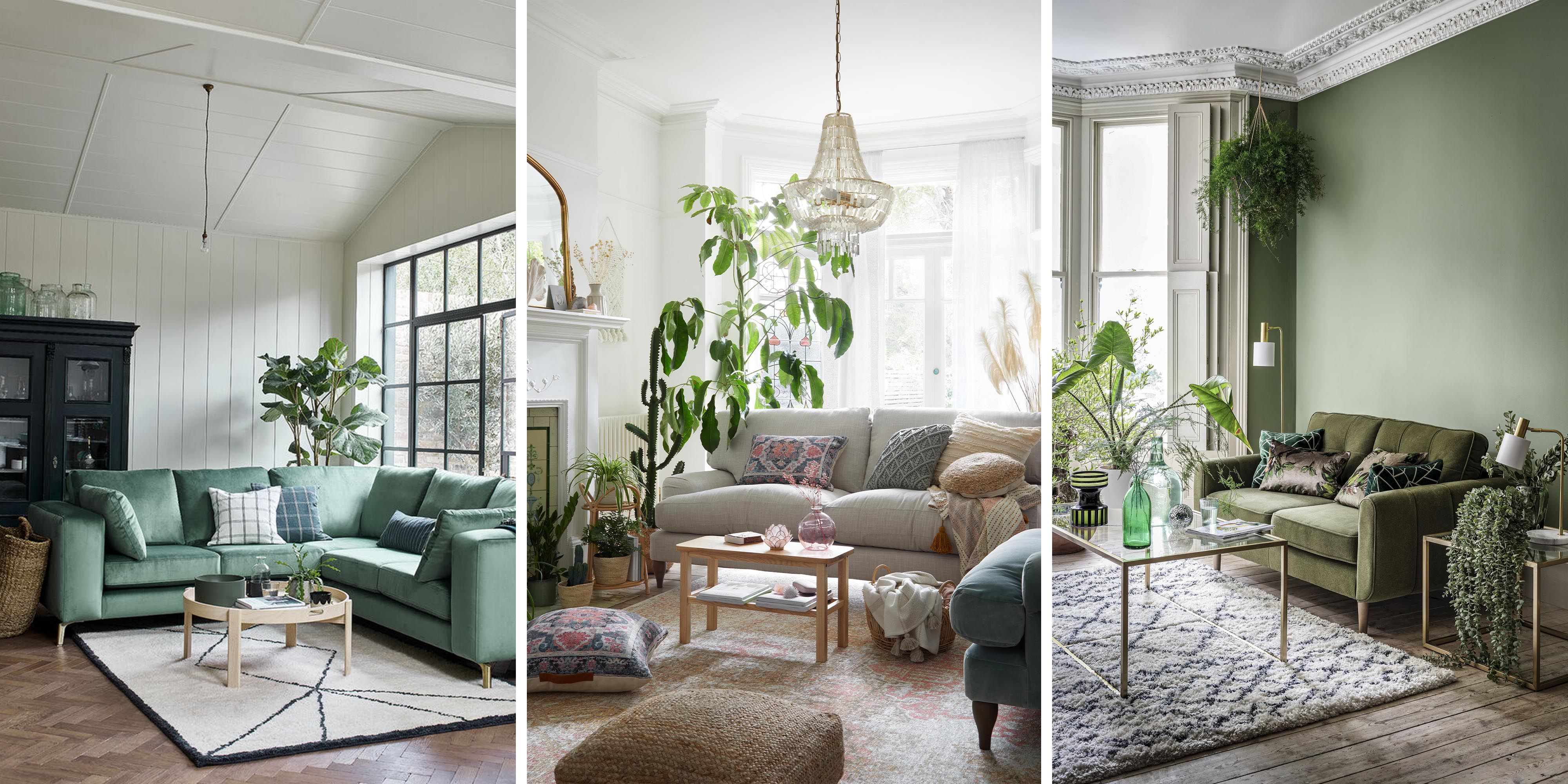 green and white living room