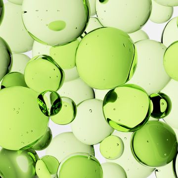 green molecules, water drops 3d liquid bubbles pattern beauty background healthcare and medicine close up design element