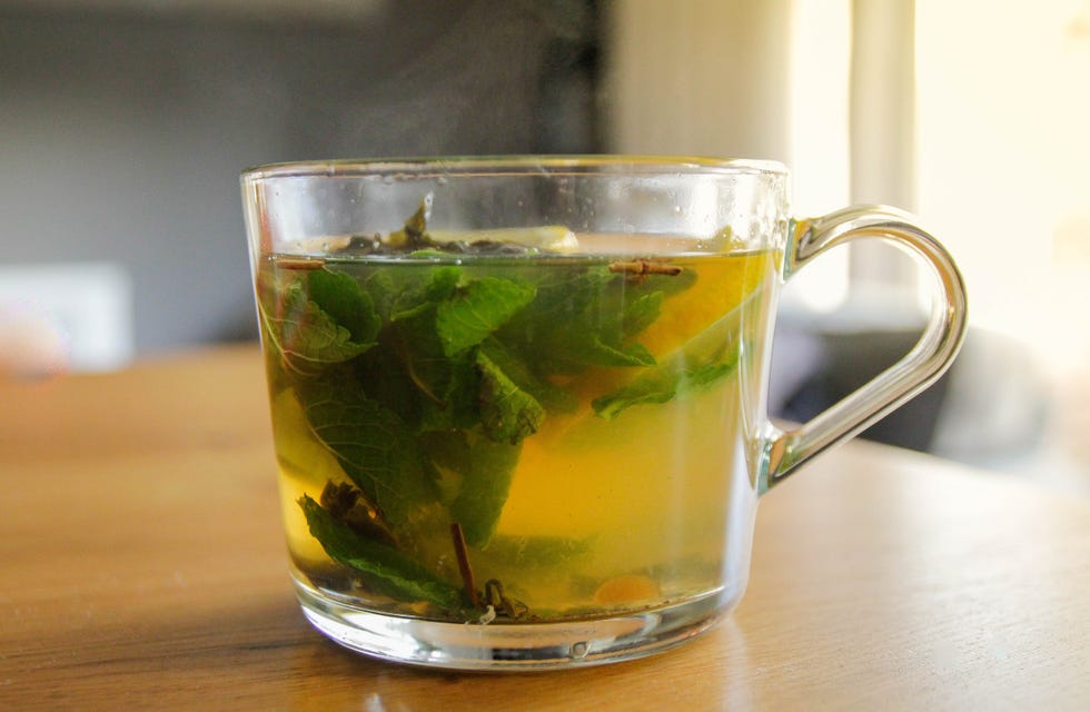 green tea, mint and lemon drink