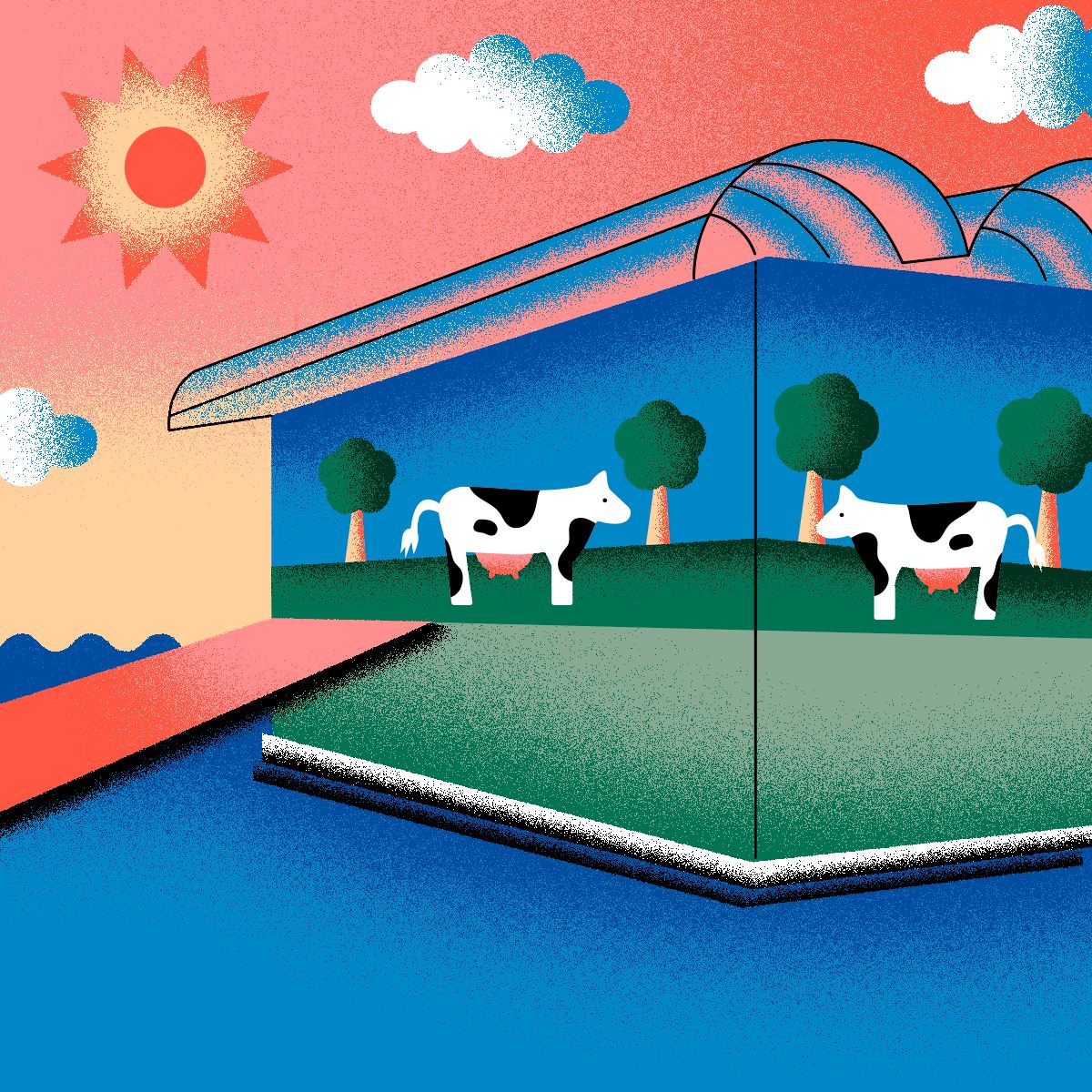 illustration of cows