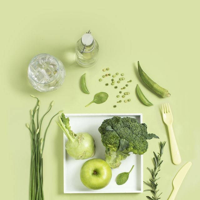 green vegetables and fruits still life
