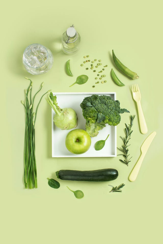 green vegetables and fruits still life