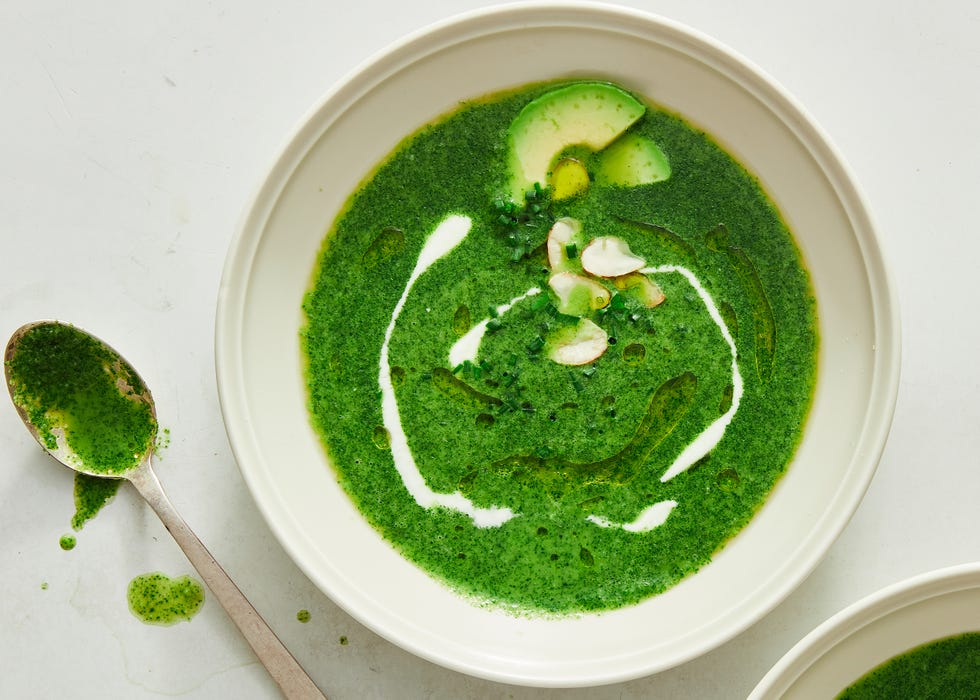 Green goddess soup in a bowl