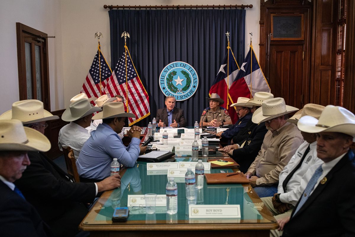austin, tx   july 10 texas gov greg abbott speaks during a border security briefing with sheriffs from border communities at the texas state capitol on july 10 in austin, texas border security is among the priority items on gov abbotts agenda for the 87th legislatures special session photo by tamir kalifagetty images