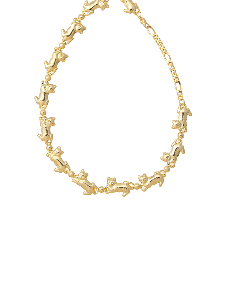 gold cat choker necklace